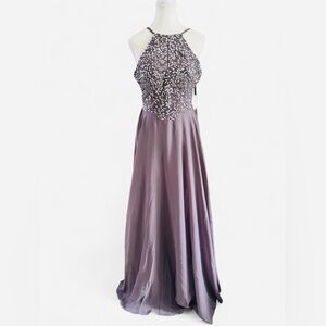 HEBEOS Beaded Mauve Formal Prom Dress Small NWT